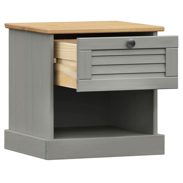 vidaXL Bedside Cabinet VIGO Grey 42x35x42 cm Solid Wood Pine