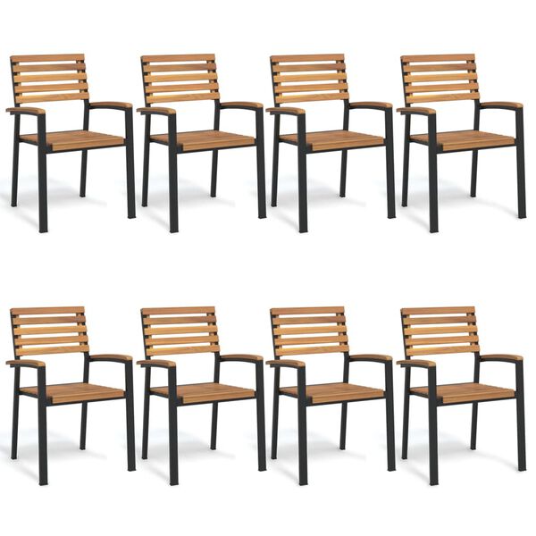 vidaXL Stackable Garden Chairs 8 pcs Solid Wood Acacia and Metal