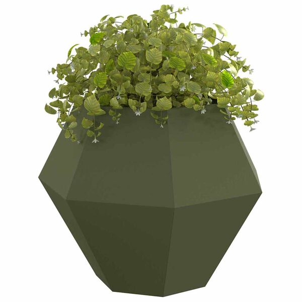 vidaXL Planter 2 pcs Olive Green 100 x 100 x 80 cm Steel