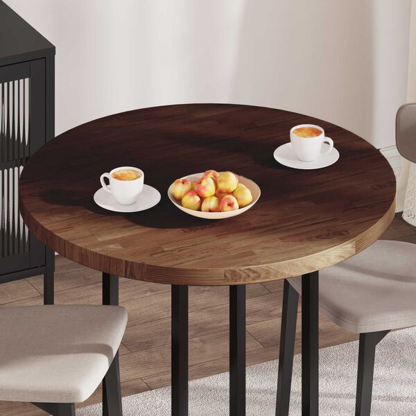 vidaXL Table Top Dark Brown &Oslash; 90 x 4 cm Solid Oak Wood