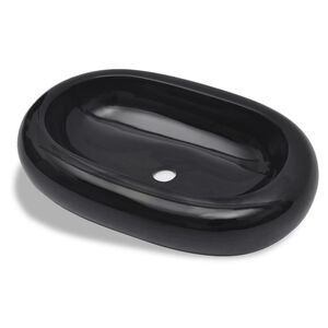 Ceramic Bathroom Sink Basin Black Oval