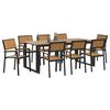 vidaXL Garden Dining Set 9 pcs Black Solid Acacia Wood