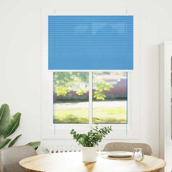vidaXL Pleated Blind Blue 85x150 cm Fabric Width 84.4 cm Polyester