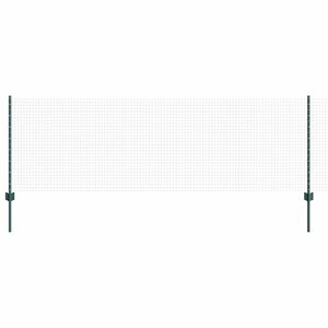 vidaXL Welded Wire Fence with Posts 25 x 0.8 m PVC-Coated Steel Green