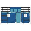 vidaXL Kids' Loft Bed with Curtains without Mattress Blue 80x200cm