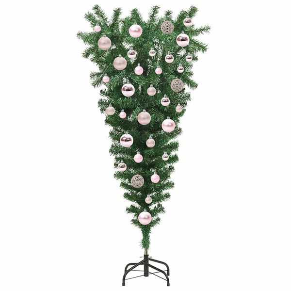 vidaXL Upside-down Artificial Pre-lit Christmas Tree with Ball Set PVC