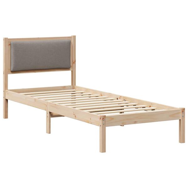 vidaXL Bed Frame with Headboard Taupe 80 x 190 cm Solid Pine Wood