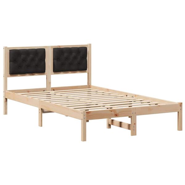 vidaXL Bed Frame with Headboard Black 120 x 190 cm Solid Pine Wood