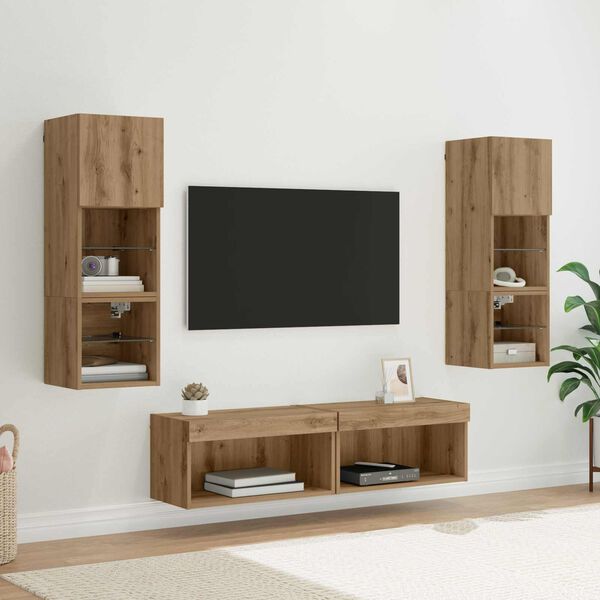vidaXL TV Wall Unit Wall-mounted 6 pcs Artisan Oak Engineered Wood