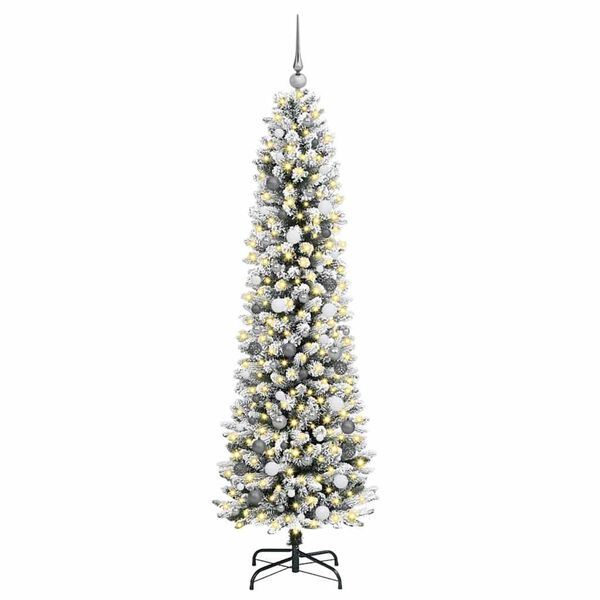 vidaXL Artificial Christmas Tree with 300 LEDs with Stand White 210 cm