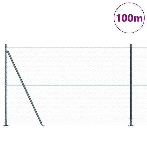 vidaXL Fence with Posts Green 1.6 x 100 m PVC-coated steel