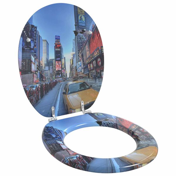 vidaXL Toilet Seats with Lids 2 pcs MDF New York