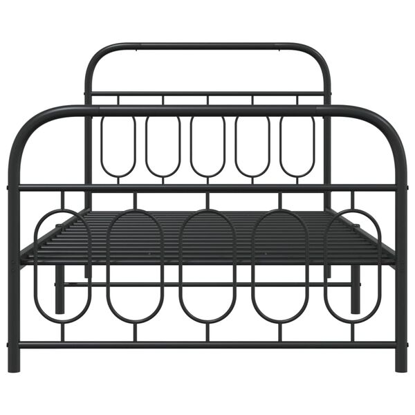 vidaXL Metal Bed Frame without Mattress with Footboard Black 100x190cm