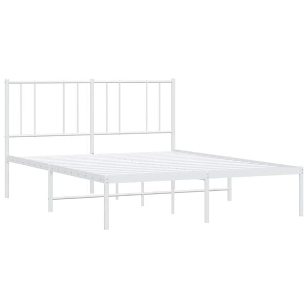 vidaXL Metal Bed Frame without Mattress with Headboard White 140x200cm