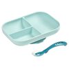 Beaba 2 Piece Compartment Baby Plate Set Silicone Blue