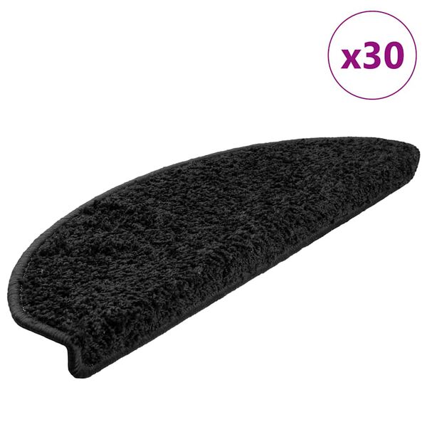 vidaXL Stair Mats 30 pcs 65x21x4 cm Black Half Round Large