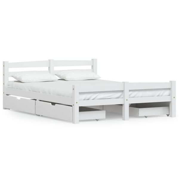 vidaXL Bed Frame without Mattress White Solid Wood Pine 140x200 cm