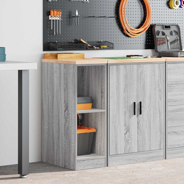 vidaXL Garage Storage Cabinet Grey Sonoma 30x51x85 cm Solid Wood Pine