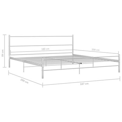 Vidaxl Bed Frame White Metal 6ft Super, Simple Bed Frame King Size Dimensions In Cms