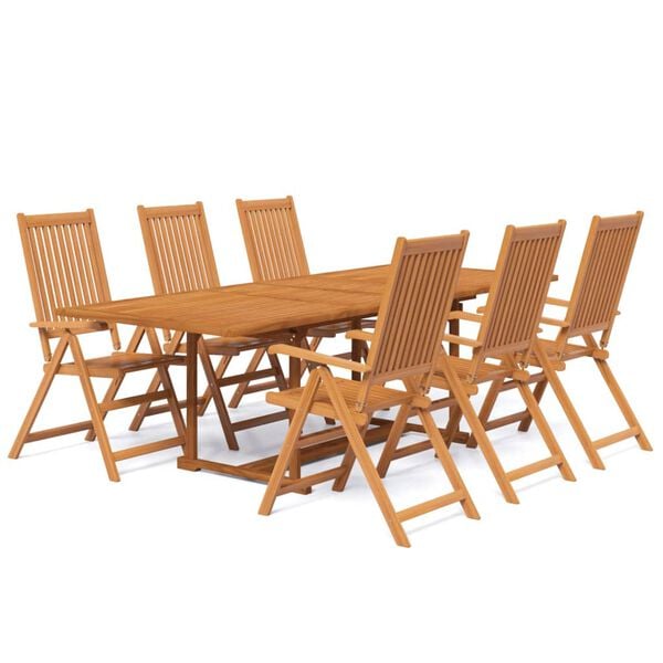 vidaXL 7 Piece Garden Dining Set Solid Wood Acacia 160-240 cm