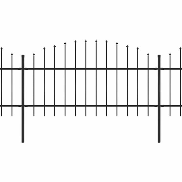 vidaXL Garden Fence with Spear Top Steel 1781.5x125 cm Black