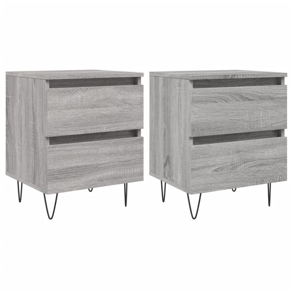 vidaXL Bedside Cabinets 2 pcs Grey Sonoma 40x35x50 cm Engineered Wood