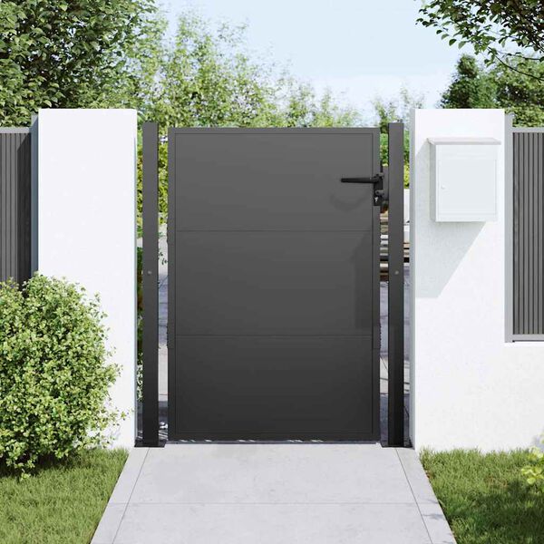 vidaXL Garden Gate with Lock Black 100 x 125 cm Powder-Coated Steel