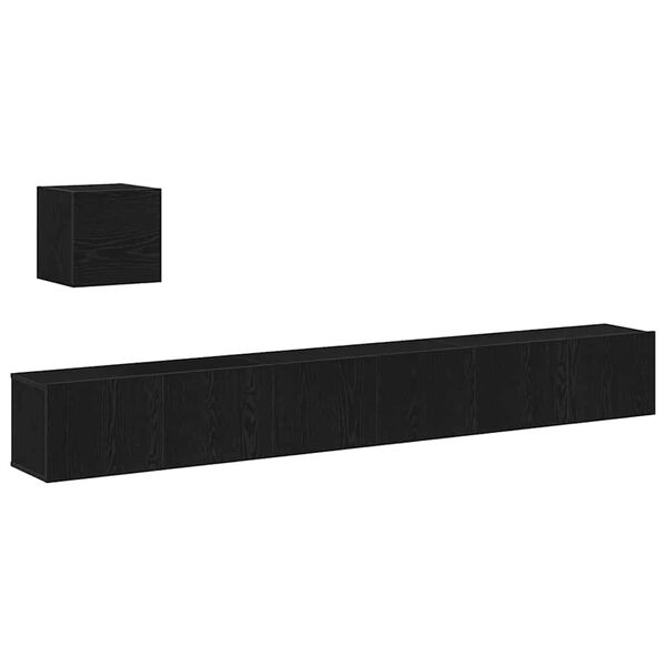 vidaXL TV Cabinet Set Wall-mounted Black Oak Engineered Wood