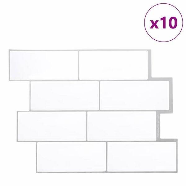 vidaXL Decorative Stickers 10 pcs White Grey 29.4 x 21.4 x 0.8 cm