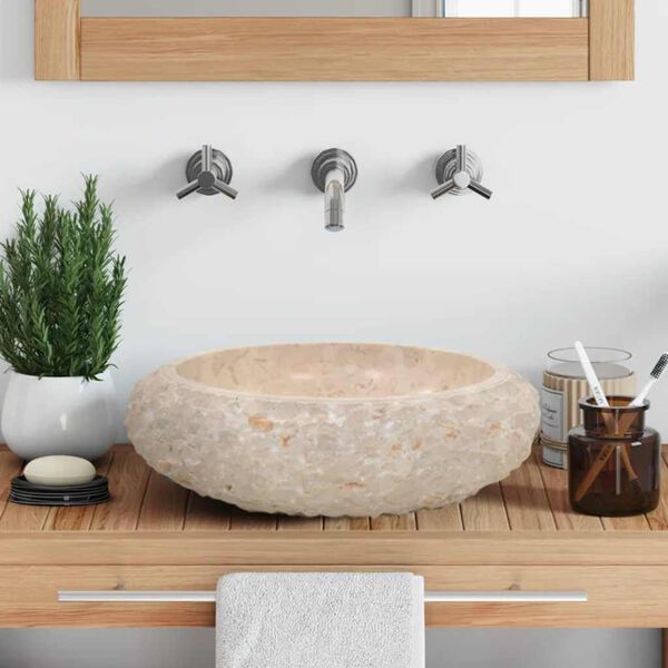 vidaXL Sink 40x12 cm Marble Cream