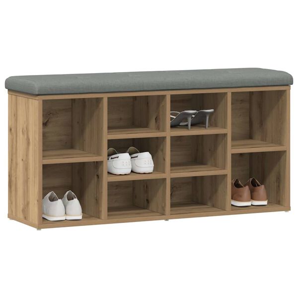 vidaXL Shoe Bench Artisan Oak 102x32x50 cm Engineered Wood