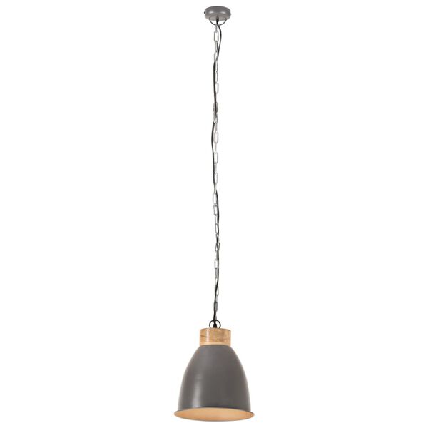 vidaXL Industrial Hanging Lamp Grey Iron & Solid Wood 23 cm E27