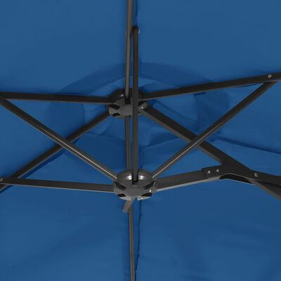 vidaXL Double-Head Parasol with LEDs Azure Blue 316x240 cm
