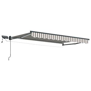 vidaXL Manual Retractable Awning with LEDs Light Grey and White
