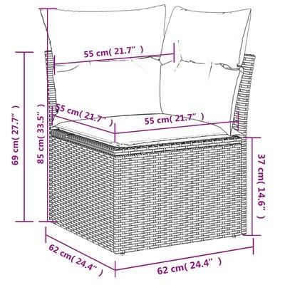 vidaXL 7 Piece Garden Sofa Set with Cushions Black Poly Rattan