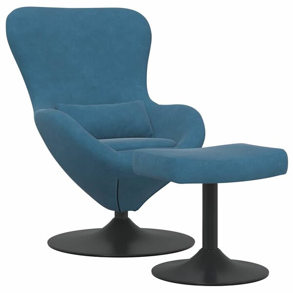 vidaXL Egg Chair with Footstool Blue 63 x 73 x 90 cm Velvet