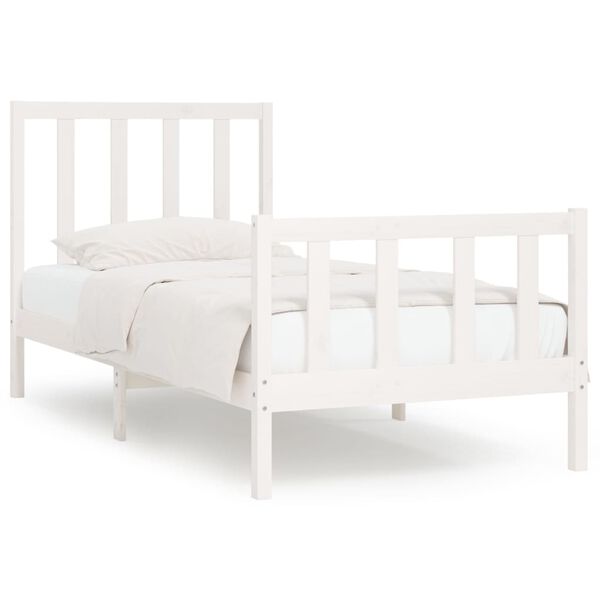 vidaXL Bed Frame without Mattress White 75x190 cm Small Single Solid Wood
