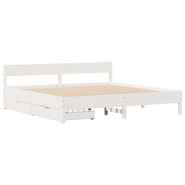 vidaXL Bed Frame without Mattress White 200x200 cm Solid Wood Pine