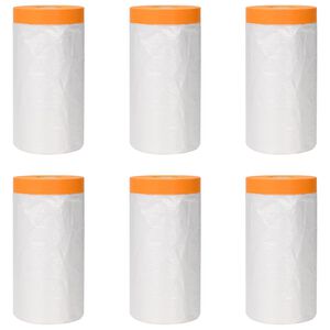 vidaXL Dust Sheet with Adhesive Tape 6 pcs Transparent 110 x 3300 cm