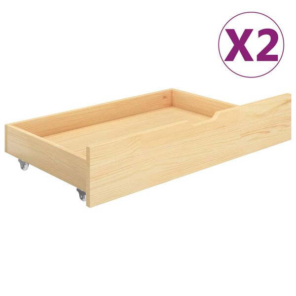vidaXL Bed Frame without Mattress with 2 Drawers Solid Wood 160x200 cm