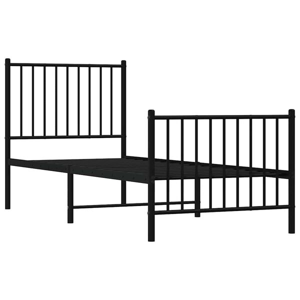 vidaXL Metal Bed Frame without Mattress with Footboard Black 80x200cm