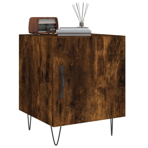 vidaXL Bedside Cabinet Smoked Oak 40x40x50 cm Engineered Wood