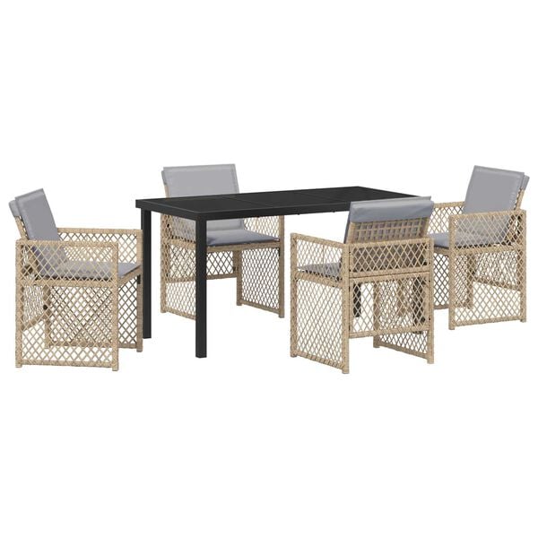 vidaXL Garden Dining Set 5 pcs Beige Poly Rattan