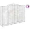 vidaXL Arched Gabion Baskets 3 pcs 300x50x200/220 cm Galvanised Iron