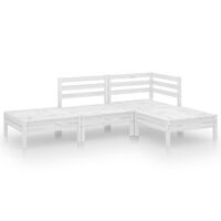 vidaXL 4 Piece Garden Lounge Set White Solid Pinewood