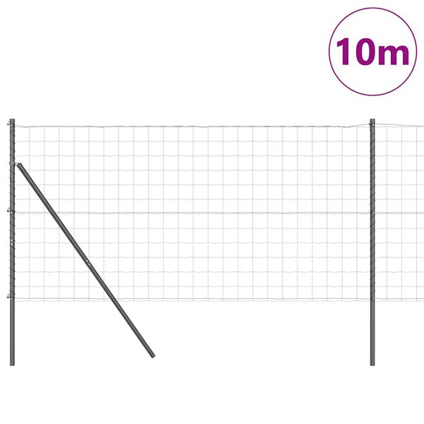 vidaXL Fence with Post Grey 1.4 x 10 m Steel and PVC