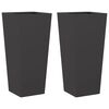 vidaXL Garden Planters Black 2 pcs 35x35x75 cm Steel
