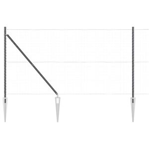 vidaXL Ground Spike Fence Post 7 pcs Grey Powder-Coated Steel