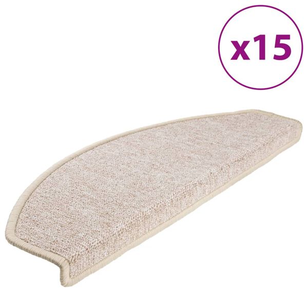 vidaXL Stair Mats 15 pcs 65x24x4 cm Taupe Half Round Large