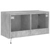 vidaXL TV Wall Cabinet with LED Lights Concrete Grey 80x35x41 cm